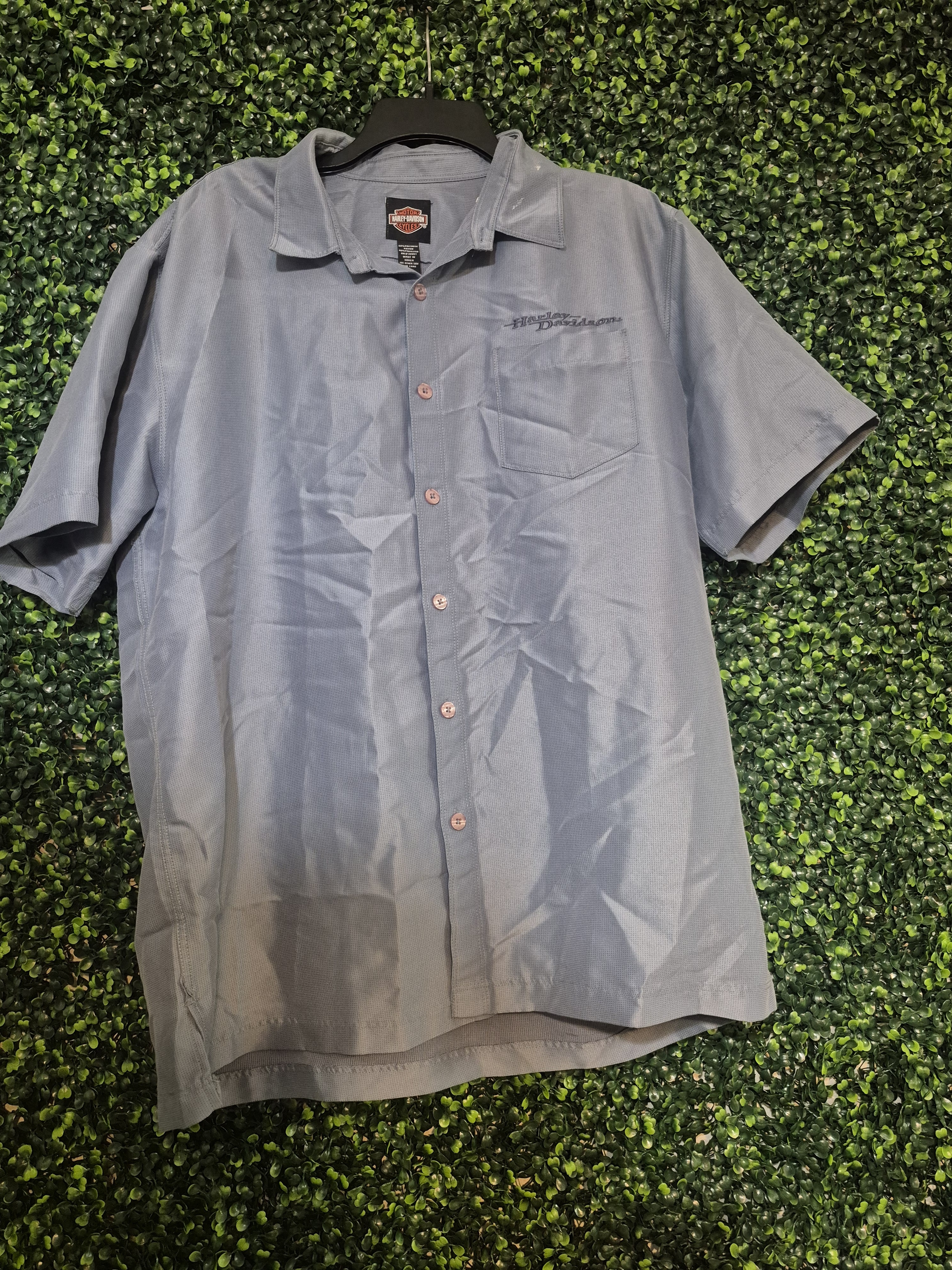 Harley-Davidson Light Blue Short Sleeve Button-Up Work Shirt